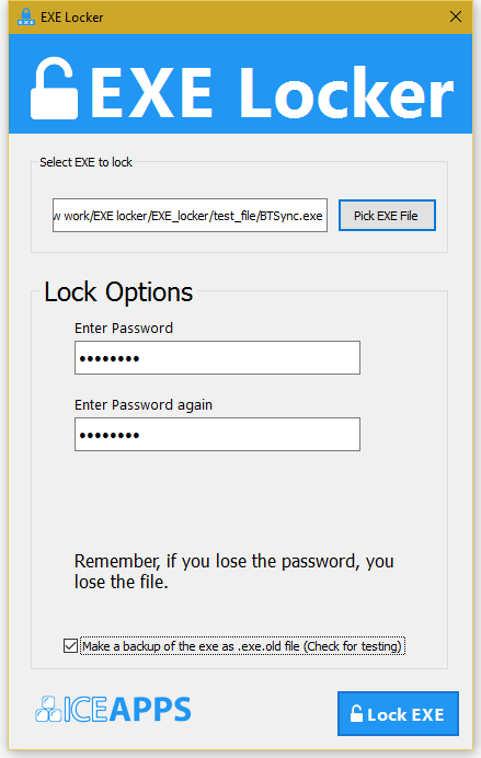 File Locker Window Screenshot